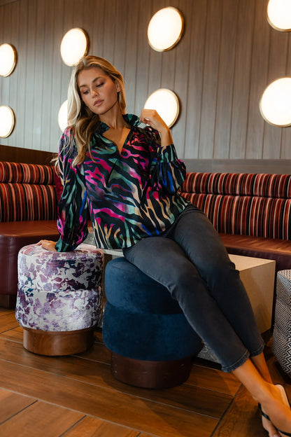 Pheobe Top in Prism Zebra
