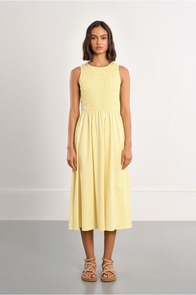 Yellow Cotton Smocked Dress