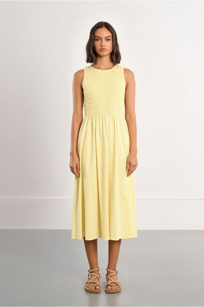 Yellow Cotton Smocked Dress