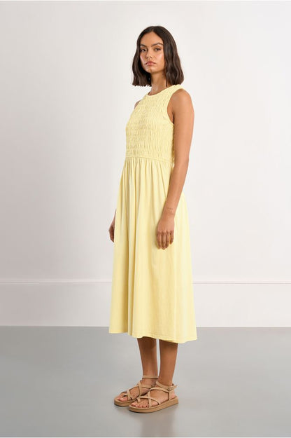 Yellow Cotton Smocked Dress