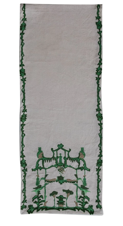 Cotton Slub Table Runner with Embroidery