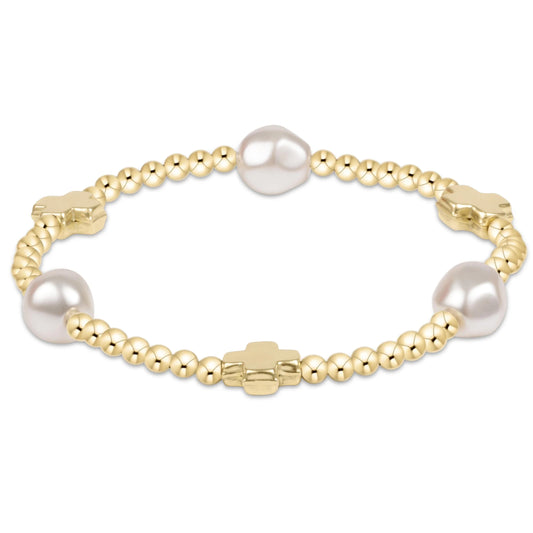 signature cross gold & admire pearl 3mm gold bracelet