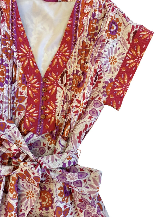 Bohemian Sunburst Pink Tuck Dress