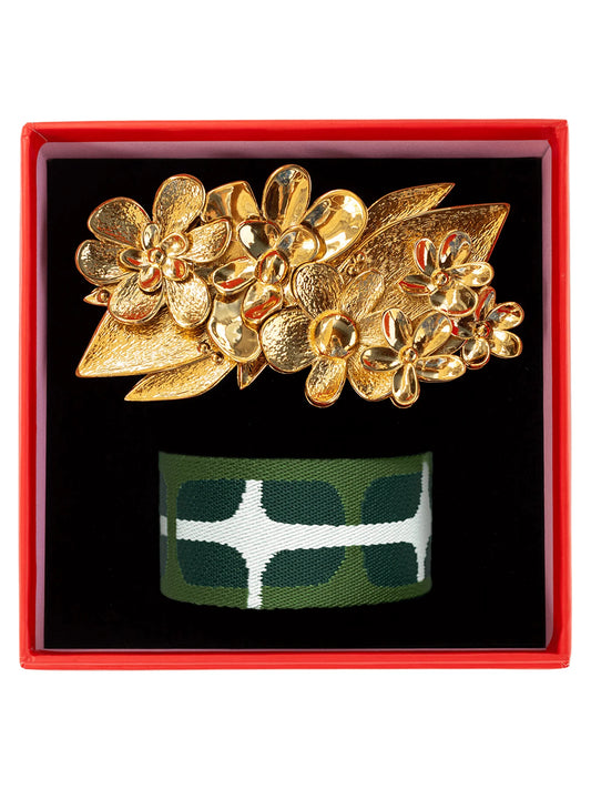 Flowers Belt Buckle with Sausalito Belt