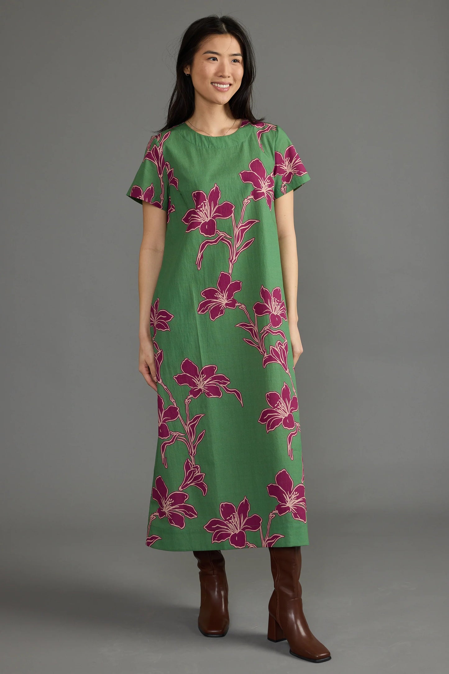 Ellie Dress in Verde Orchid