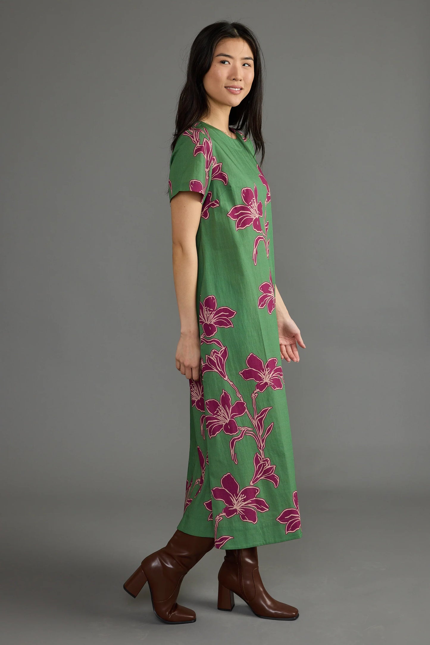 Ellie Dress in Verde Orchid