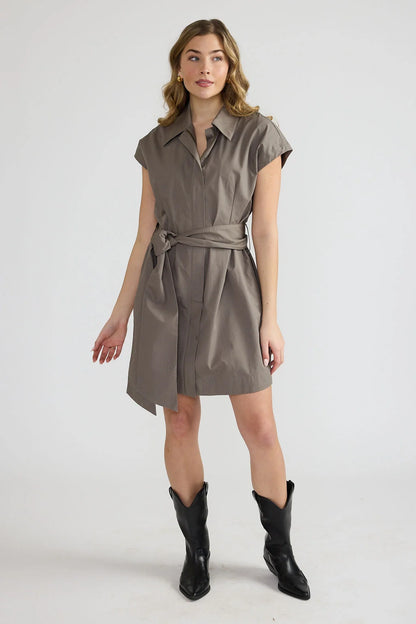 Miles Dress in Olive Grove Stripe