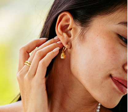 Love Hoop Earrings w/ Heart Charm