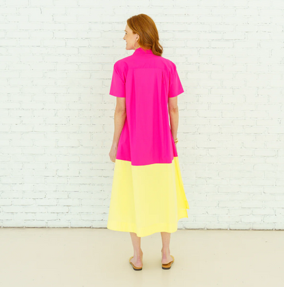 Millie Colorblock Dress Fuchsia and Yellow