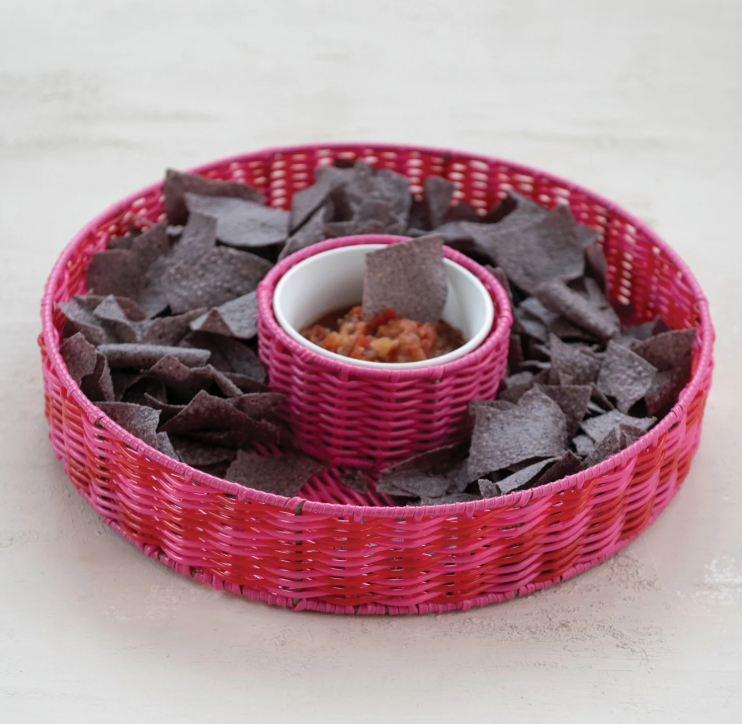 Pink Chip and Dip Bowl