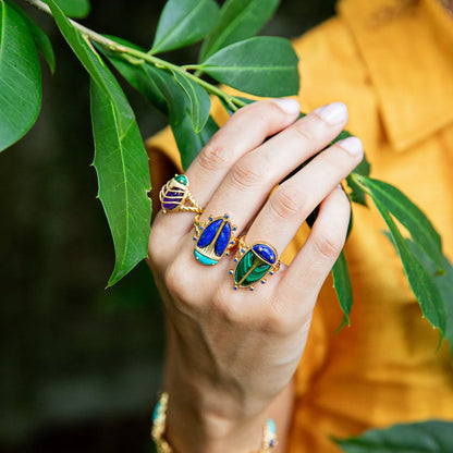 Scarab Grande Ring - Lapis/Malachite