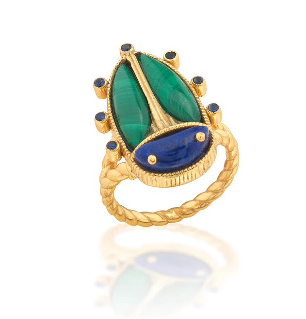 Scarab Grande Ring - Lapis/Malachite