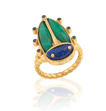 Scarab Grande Ring - Lapis/Malachite