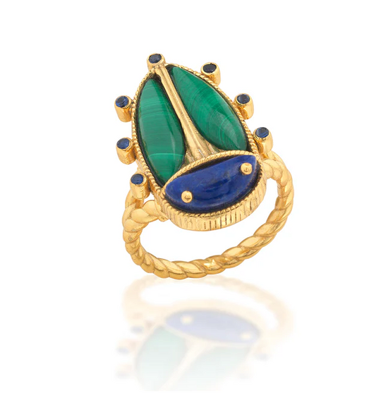 Scarab Grande Ring - Lapis/Malachite