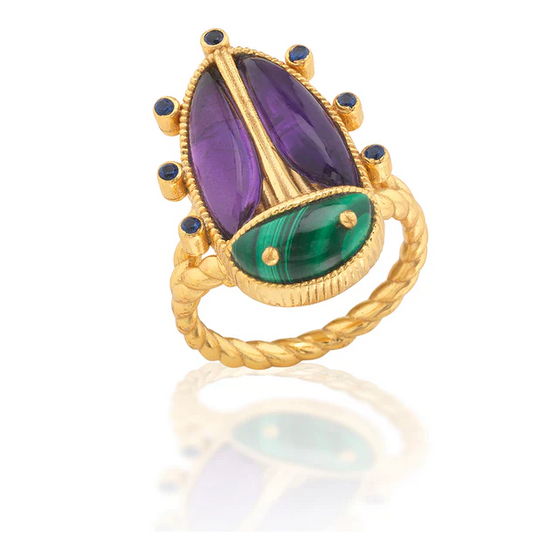 Scarab Grande Ring - Lapis/Malachite