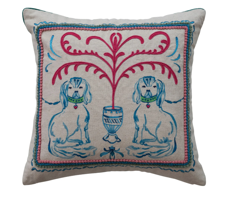 Staffordshire Linen Dog Pillow