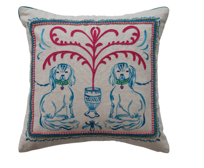Staffordshire Linen Dog Pillow